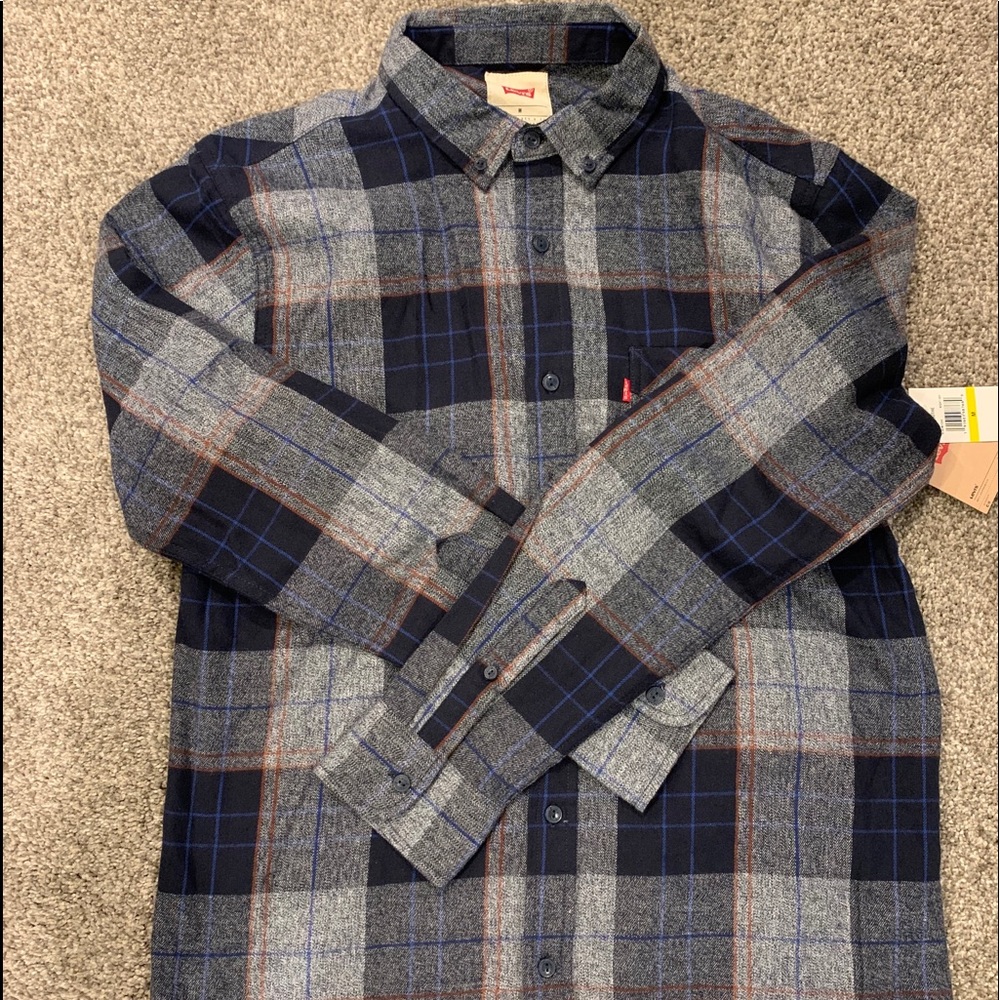 Men's Medium Levi’s Blue Booth Plaid Flannel Shirt